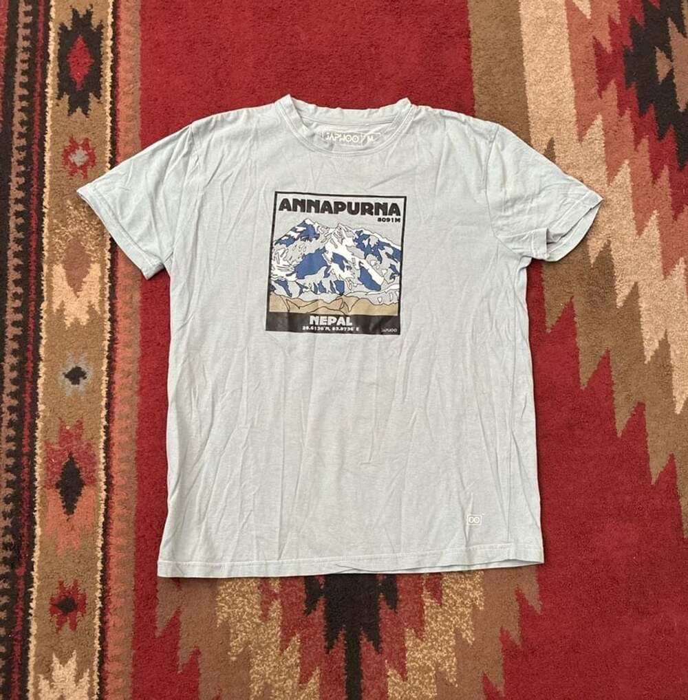 Japhoo Annapurna Nepal 8091M Graphic T-Shirt Light Blue Men's Medium